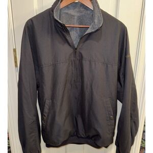 FootJoy Black Gray Fleece 1/4 Zip Reversible Men's Golf Pullover Size Medium